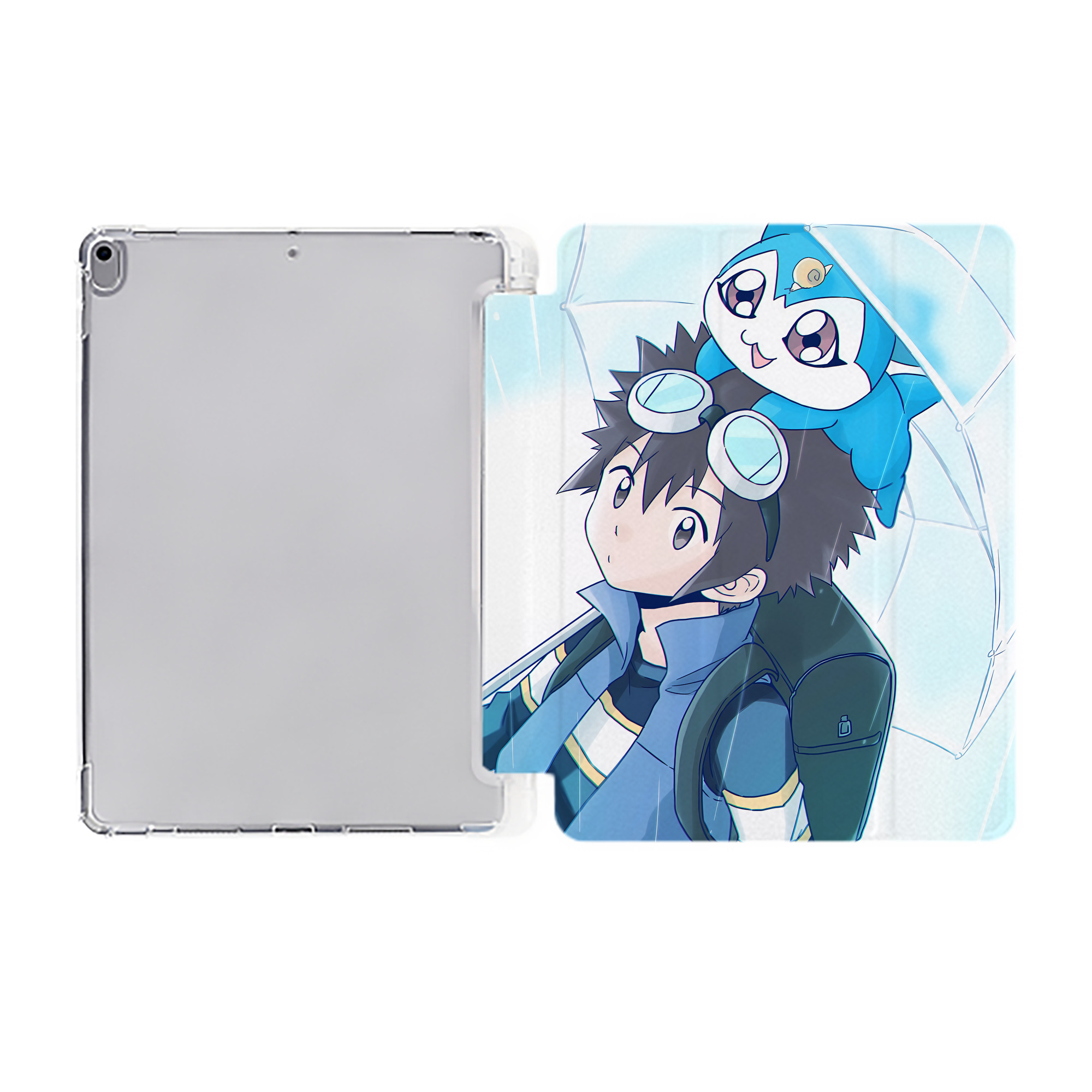 （画像用） Digimon デジタルモンスター/デジモン IPad ケース ペン収納付き 三つ折りスタンド PUレザー×シリコン 対応機種9.5/10.5/10.9インチ